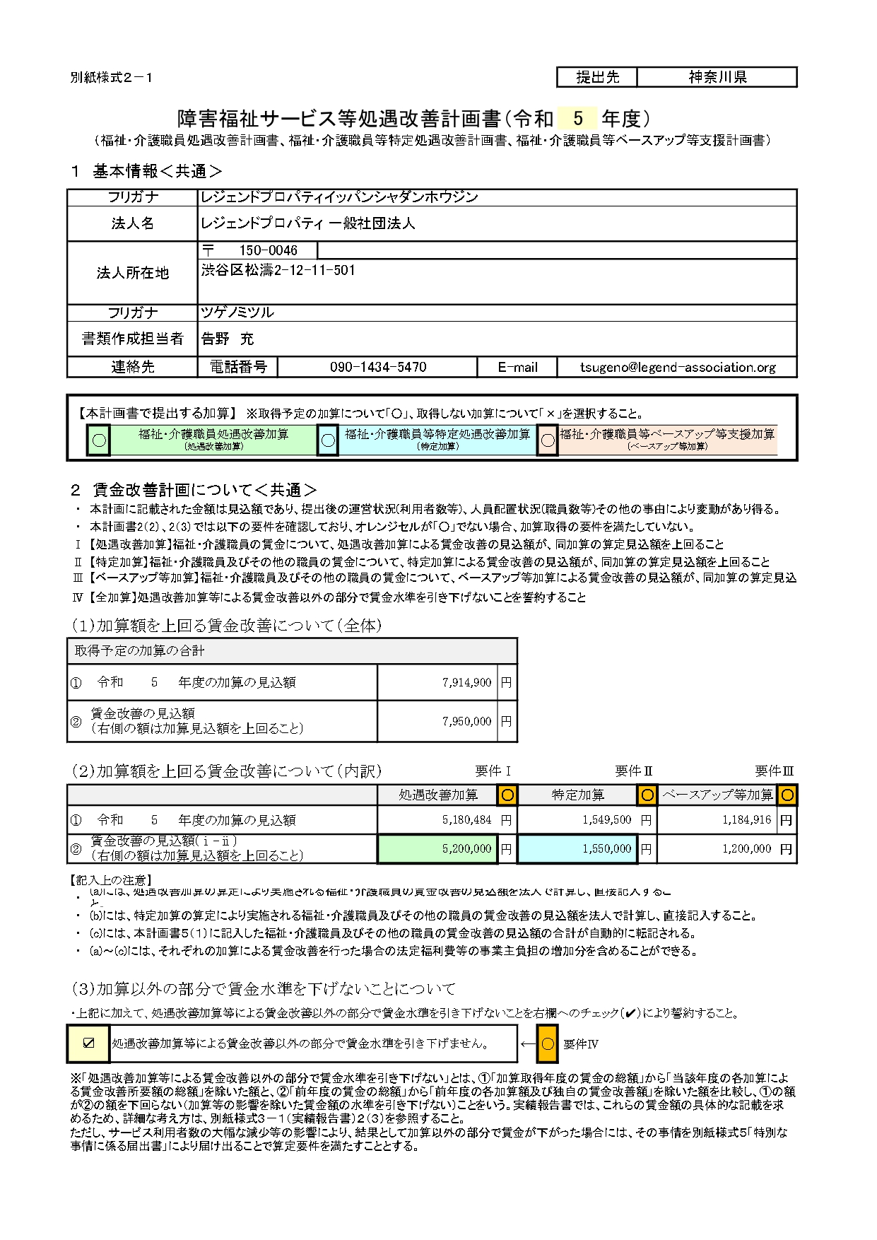 令和５年度　処遇改善計画書