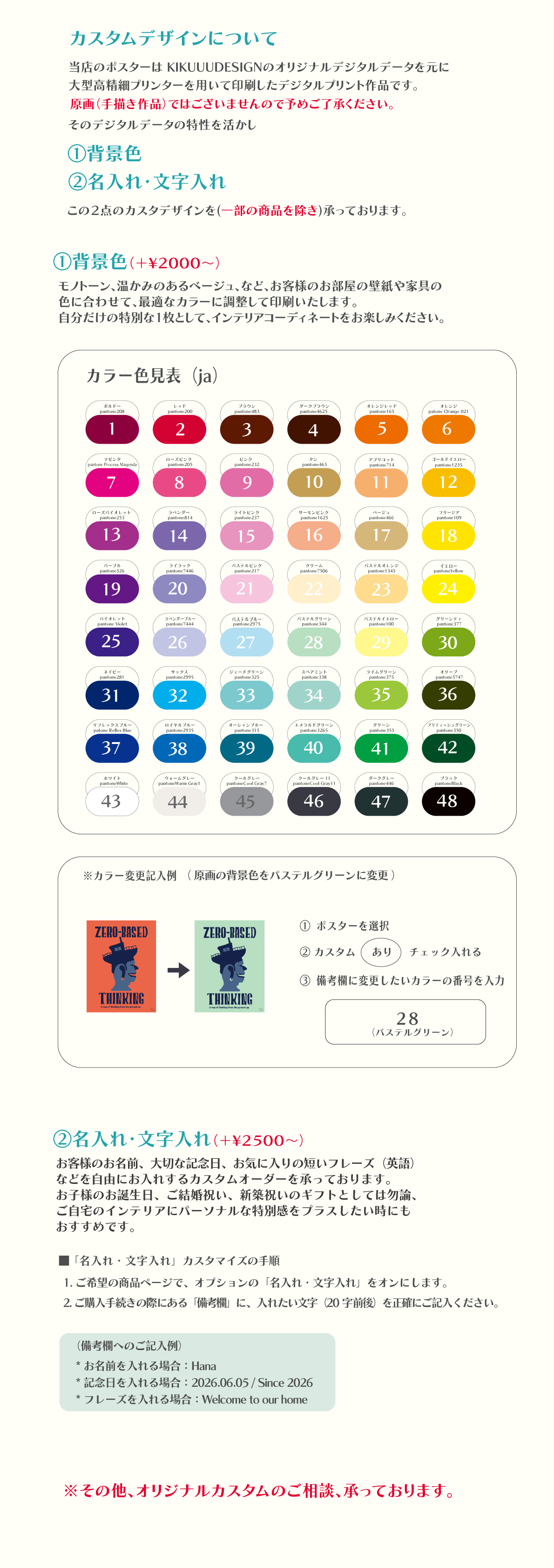 カスタムデザインについて　About Custom Design