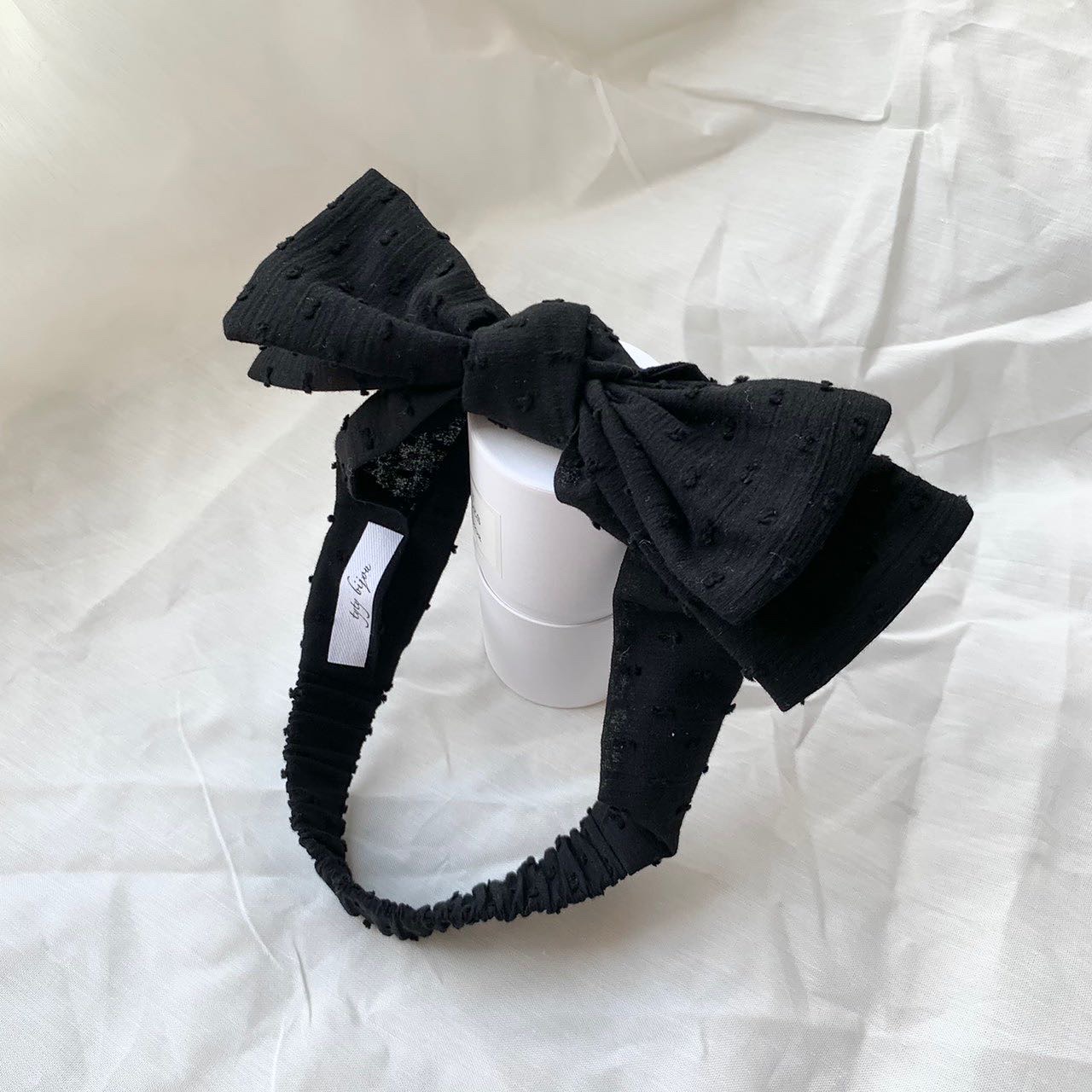 黒シンプルコットン　リボンターバン最後の再販!