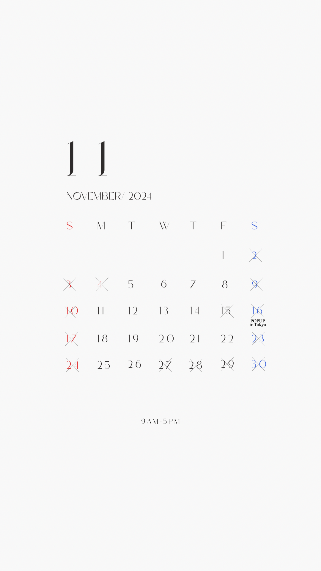 11月営業カレンダー