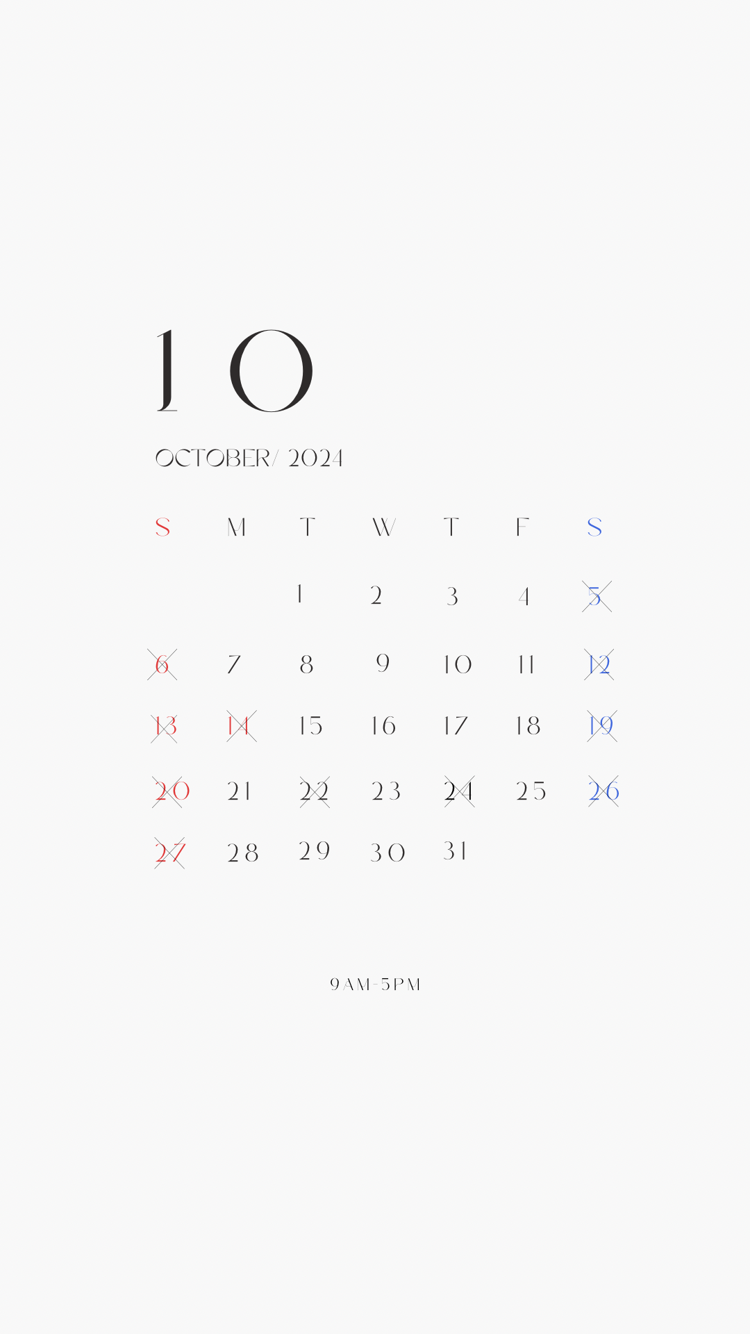 10月営業カレンダー