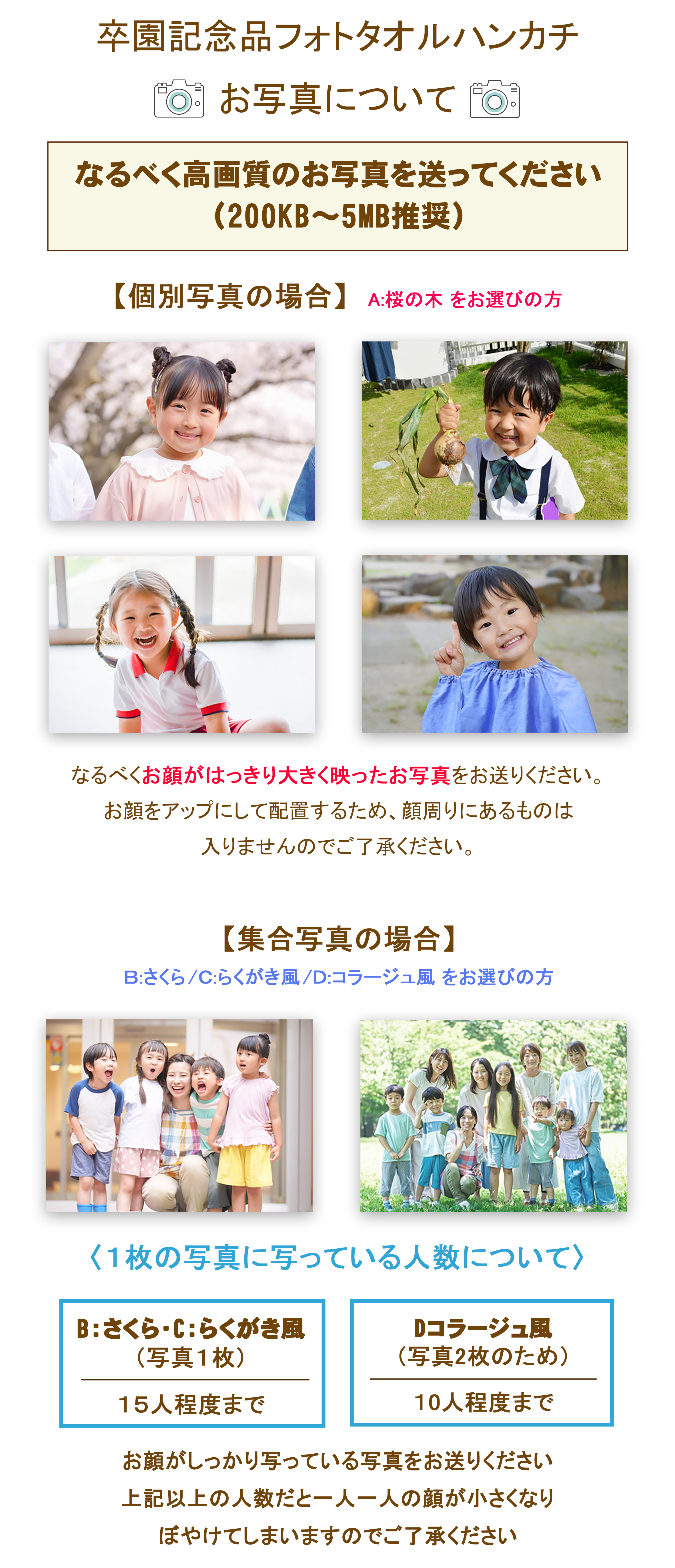 【卒園】フォトタオルハンカチの写真と写真データの送り方について