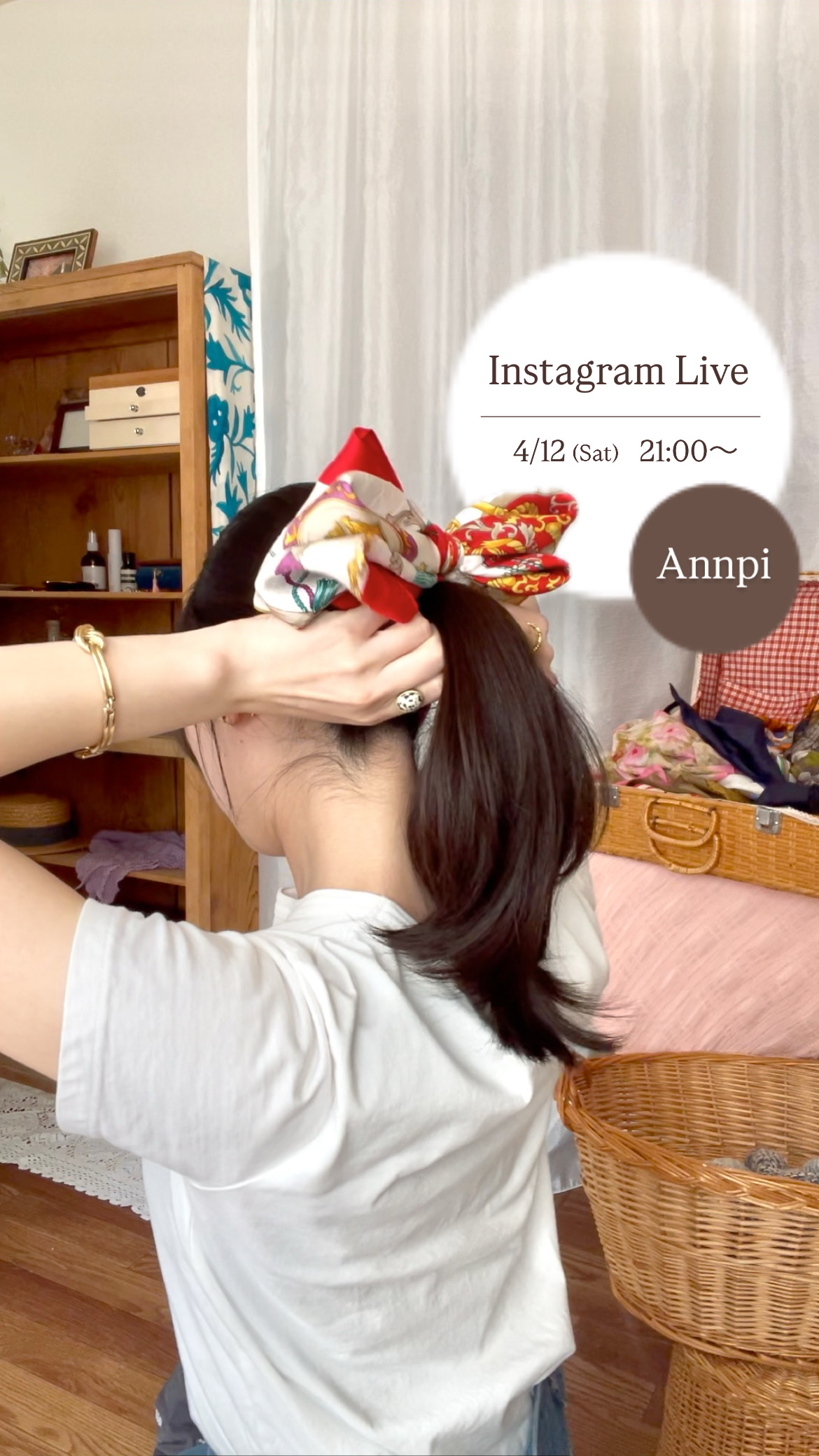 【4/12(土) 21:00】🌸インスタライブでスカーフアレンジご紹介＆販売🦢✨