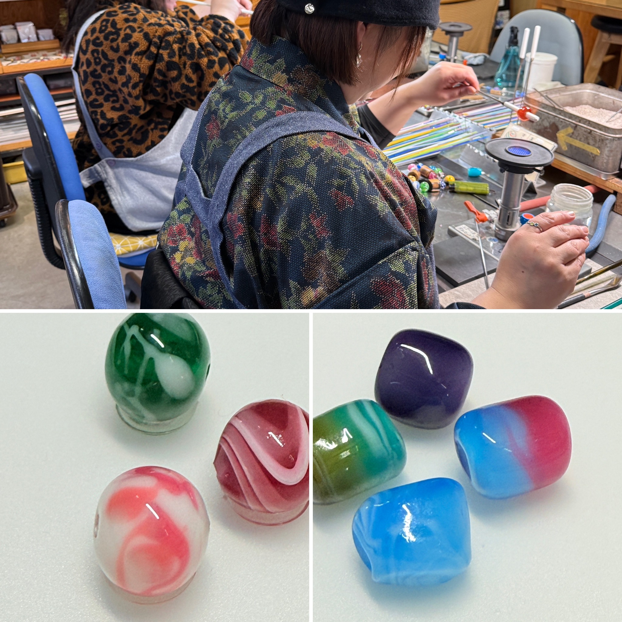初めてのとんぼ玉帯留め
