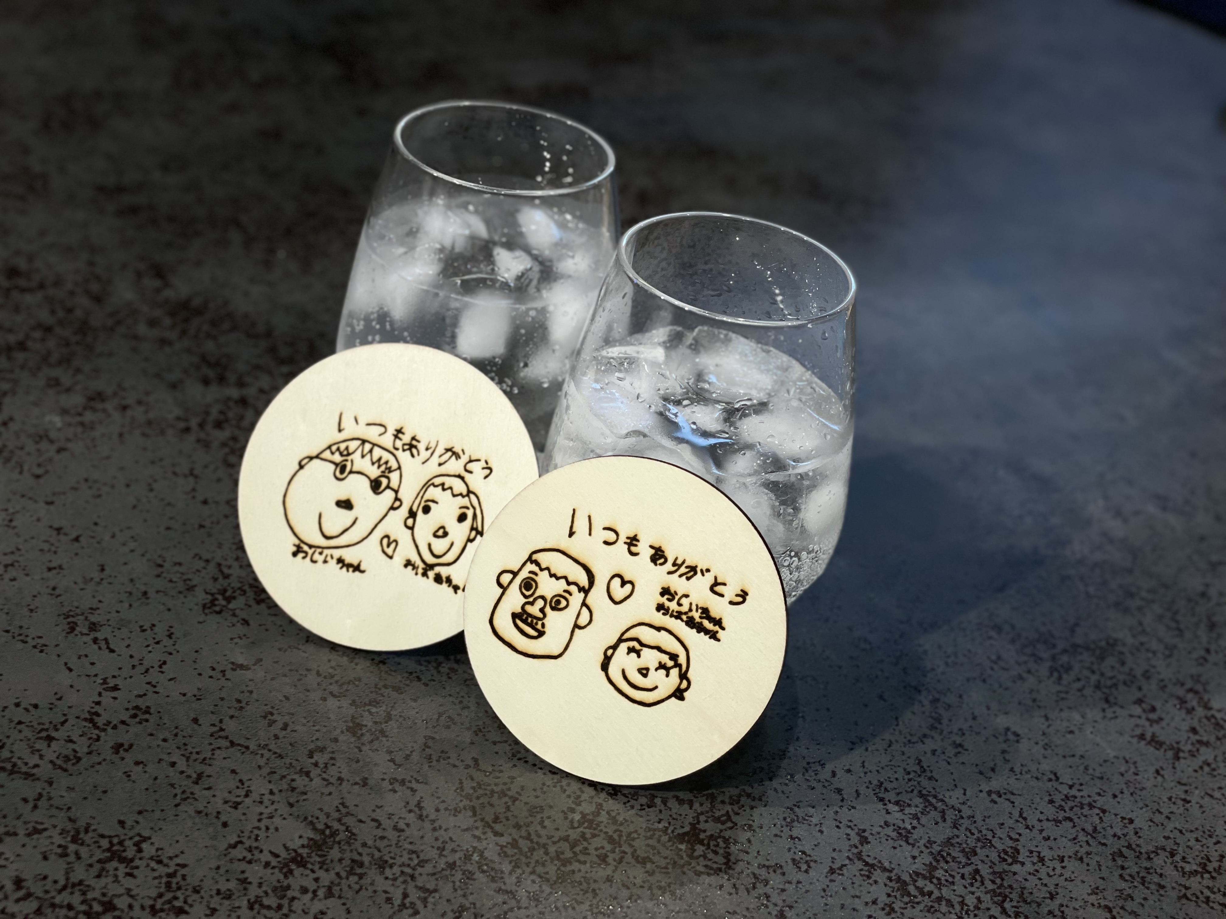 【受付中!】敬老の日ギフトに◎イラスト刻印コースター