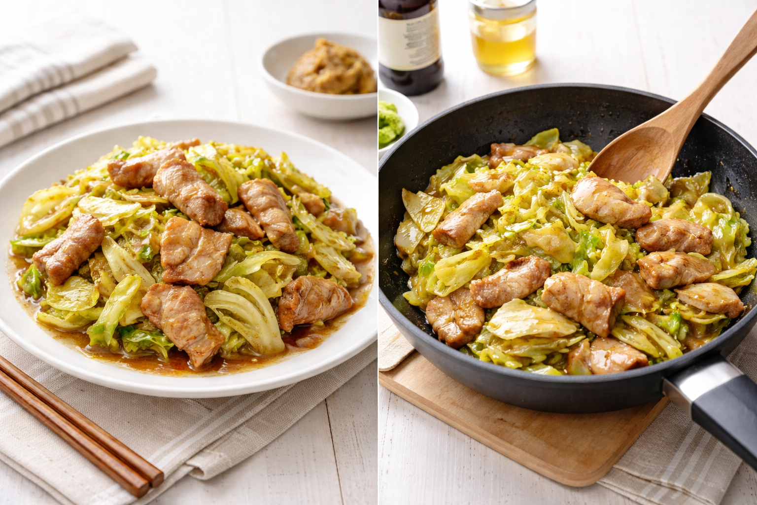 豚バラと新キャベツの味噌炒め