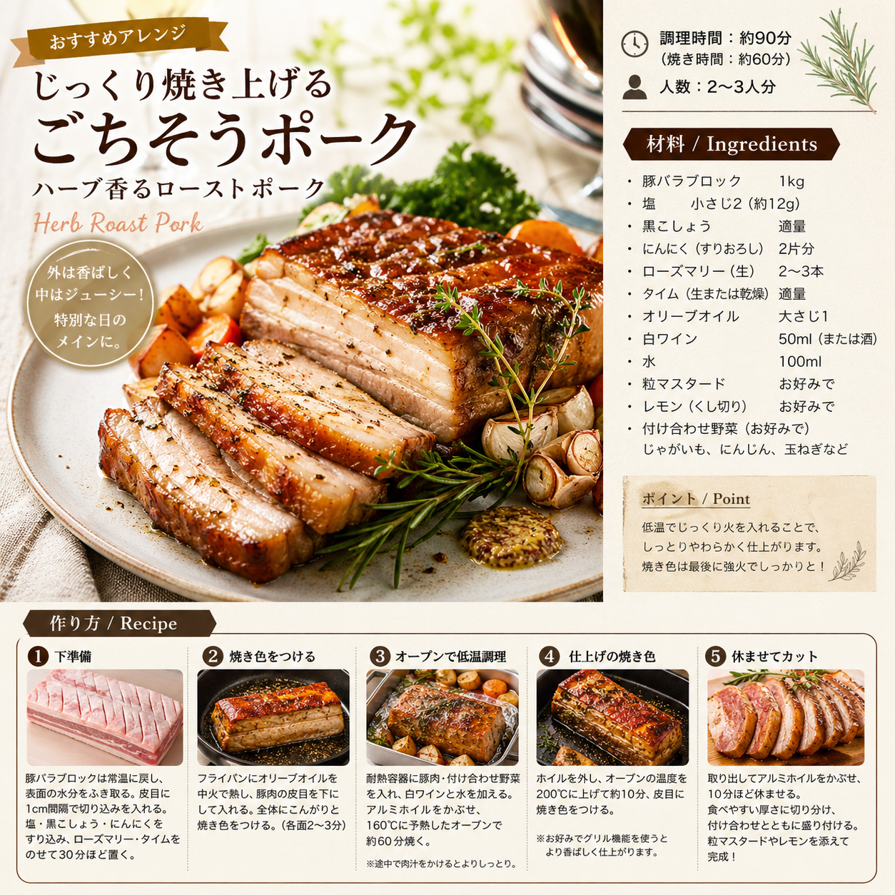 外は香ばしく 中はジューシー! 特別な日の メインに。