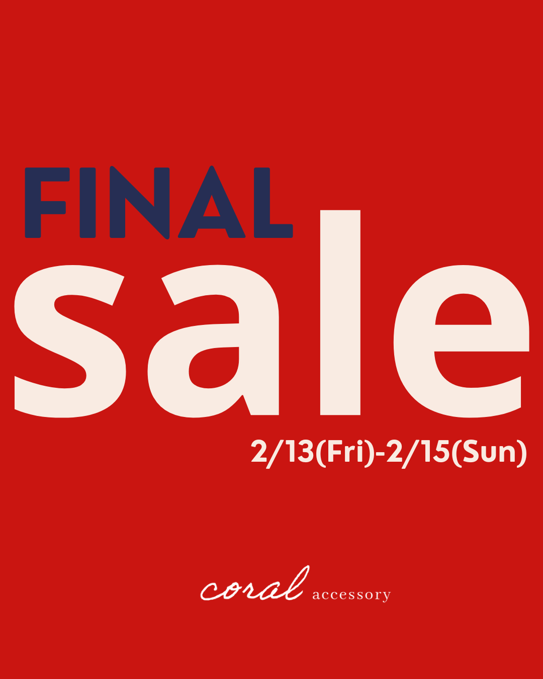 【3日間限定|final sale のお知らせ】