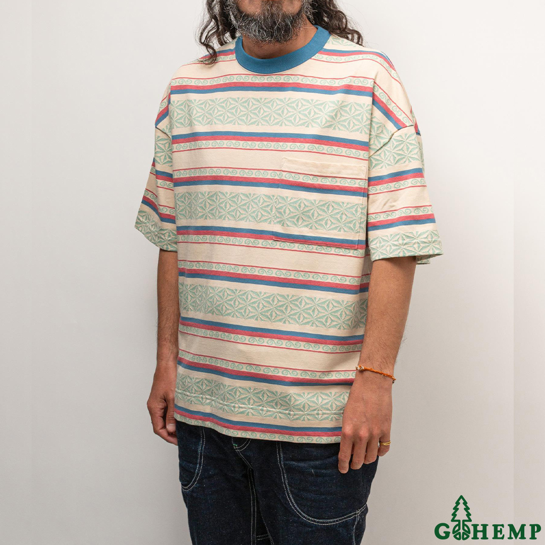 【GOHEMP】WIDE SLIT TEE (jacquard) / GHC4479ALJ