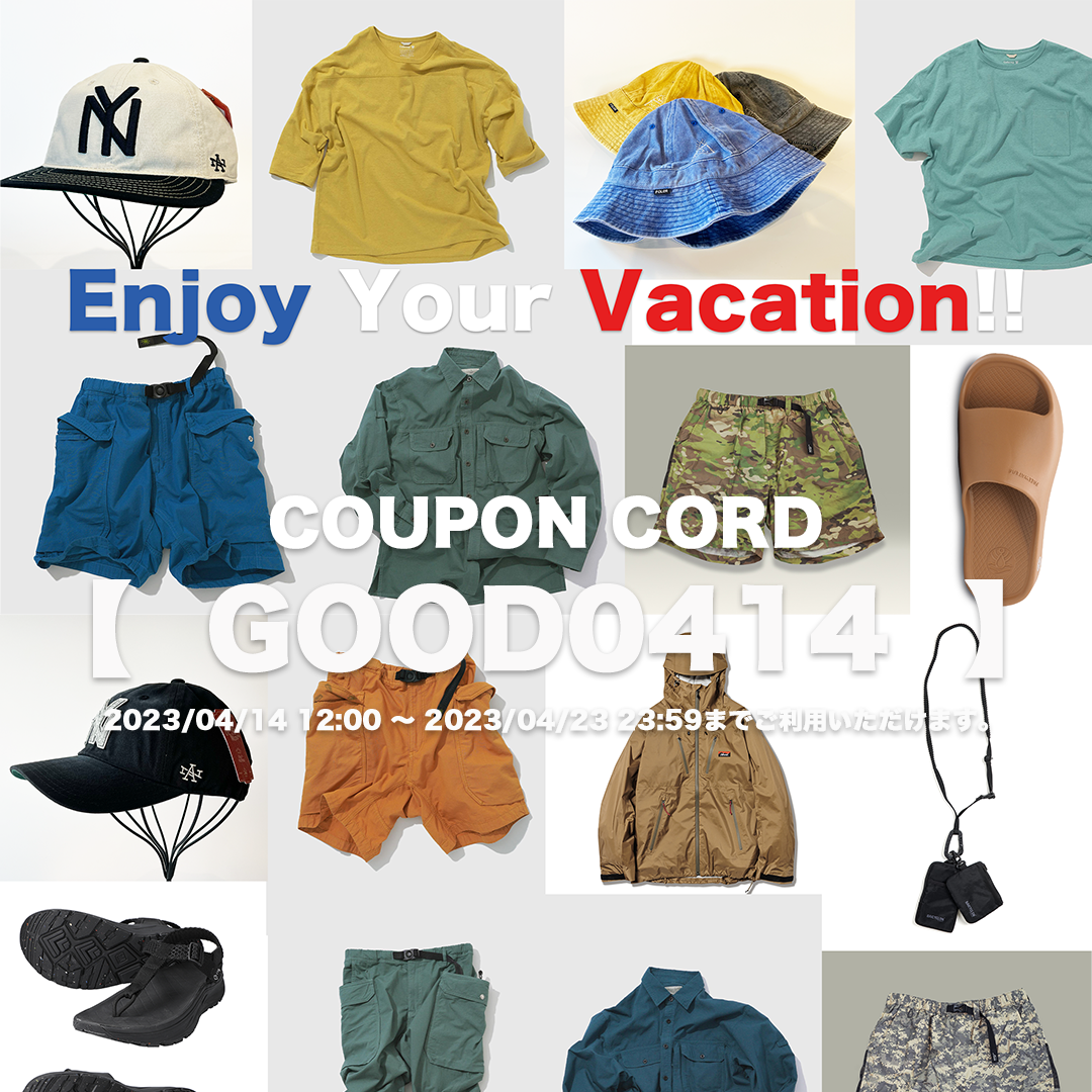 ★GW直前 "enjoy your vacation" 10%offクーポンのお知らせ★