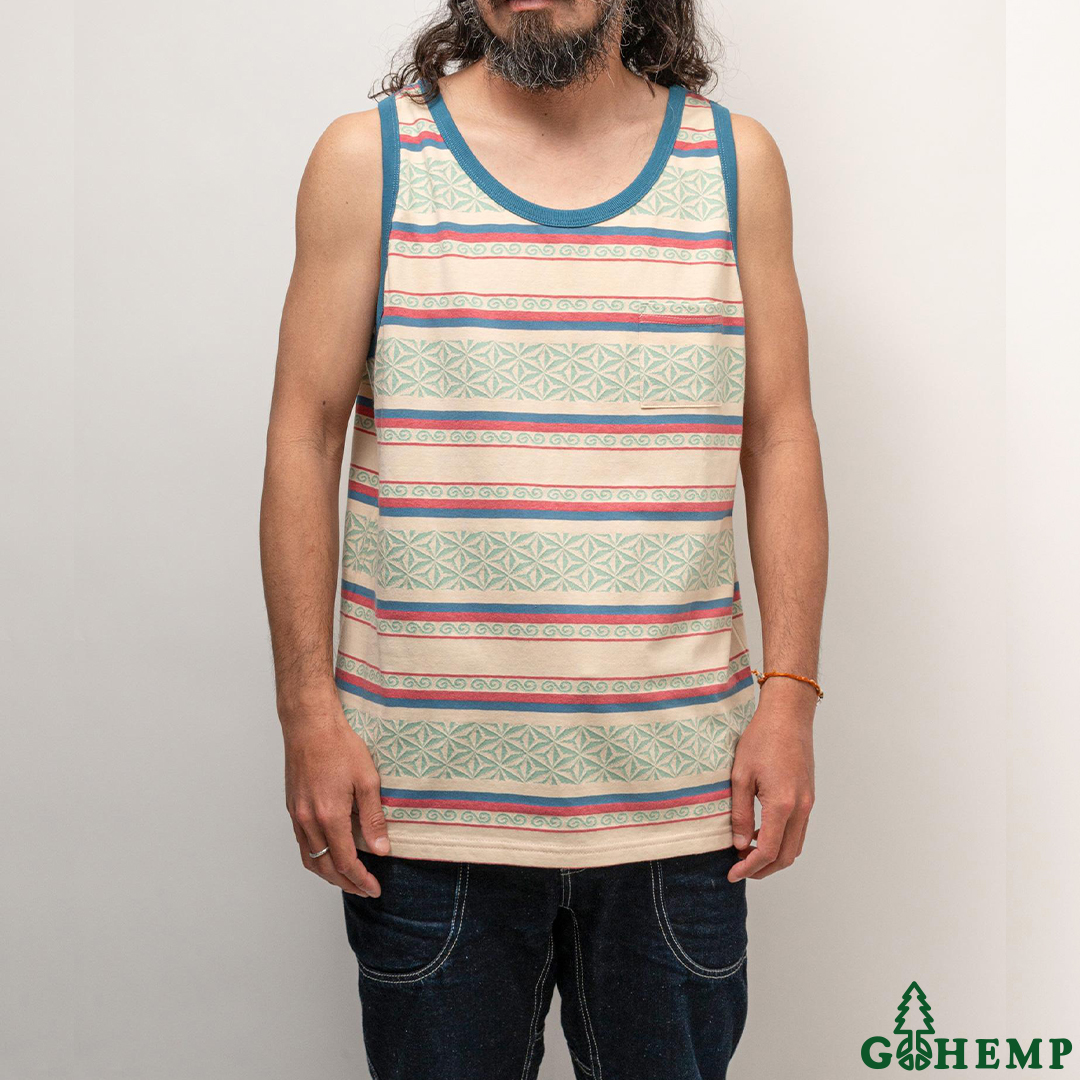 【GOHEMP】SLIT POCKET TANK TOP (jacquard)