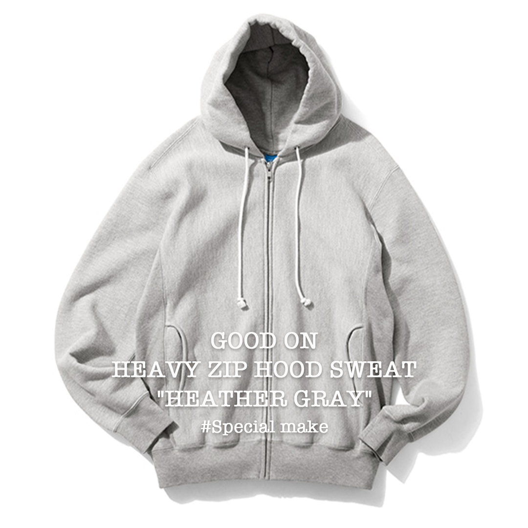 New!!【Good On】HEAVY ZIP HOOD SWEAT "HEATHER GRAY"