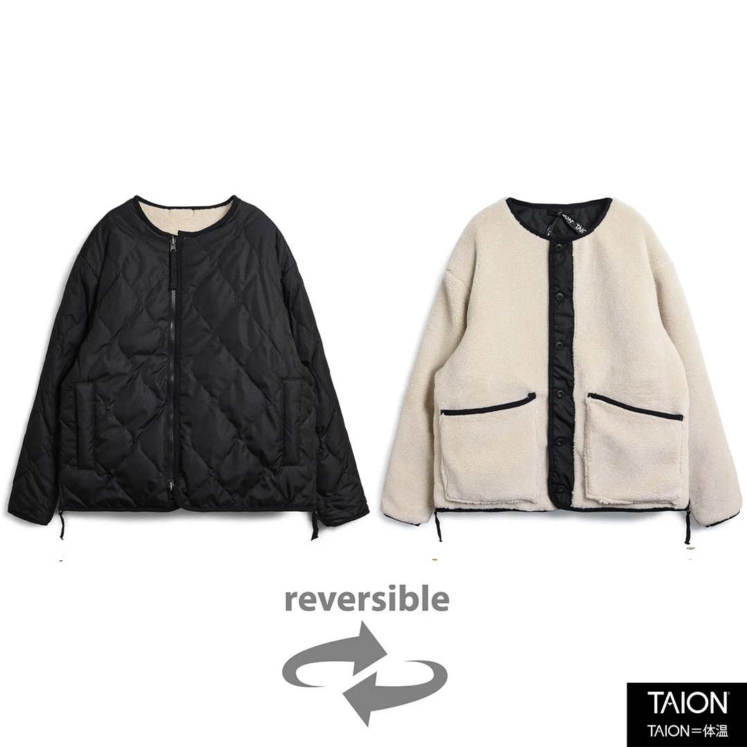 【TAION】MILITARY REVERSIBLE CREW NECK DOWN JACKET