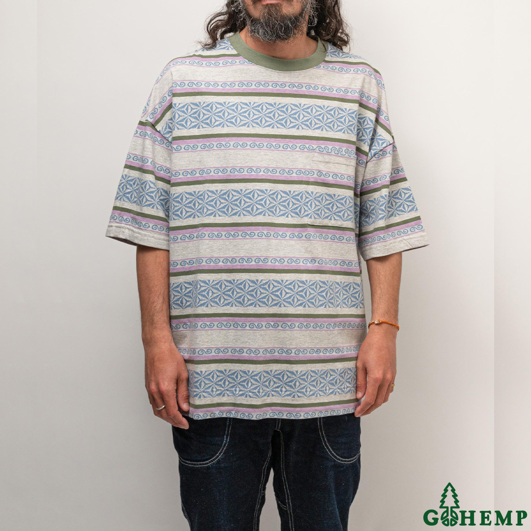 【GOHEMP】WIDE SLIT TEE (jacquard) / GHC4479ALJ