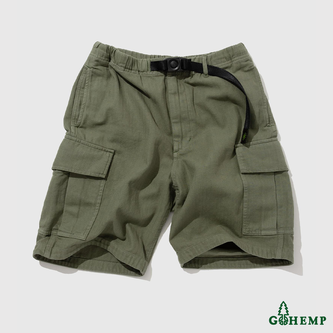 NEW!!【GOHEMP】CARGO WIDE HALF SHORTS (Herringbone)