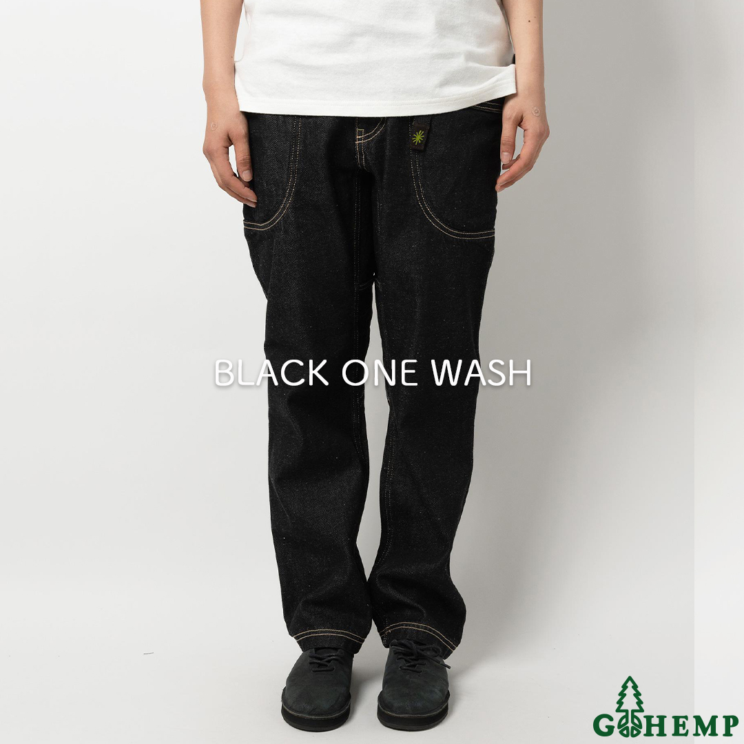 【GOHEMP】VENDOR ANKLE EASY PANTS (BLACK ONE WASH)