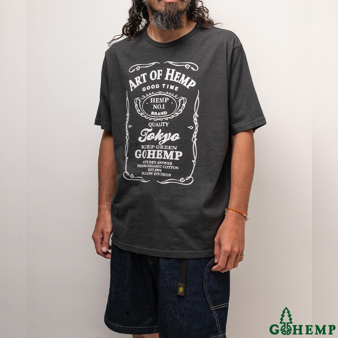 【GOHEMP】FOUR GRAPHIC WIDE FITS TEE (GUNMETAL GRAY)