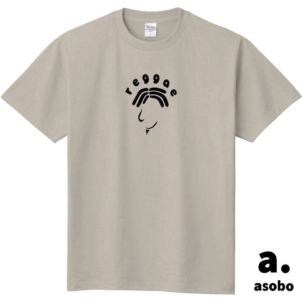 reggae。ロゴ中央。Ｔシャツ。シルバーグレー。販売中