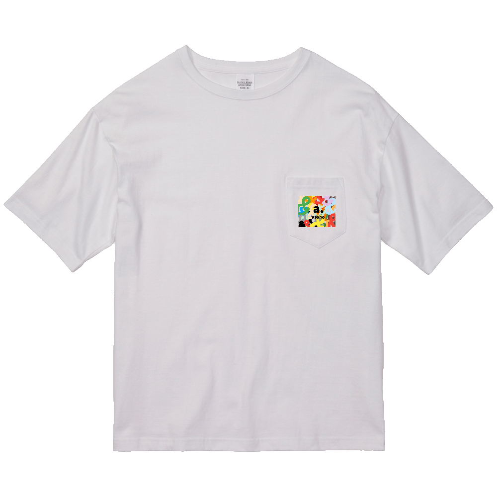 アンド+アソボー。カラーロゴ。ビッグシルエットTシャツ。ホワイト。No.2105。ポケット付