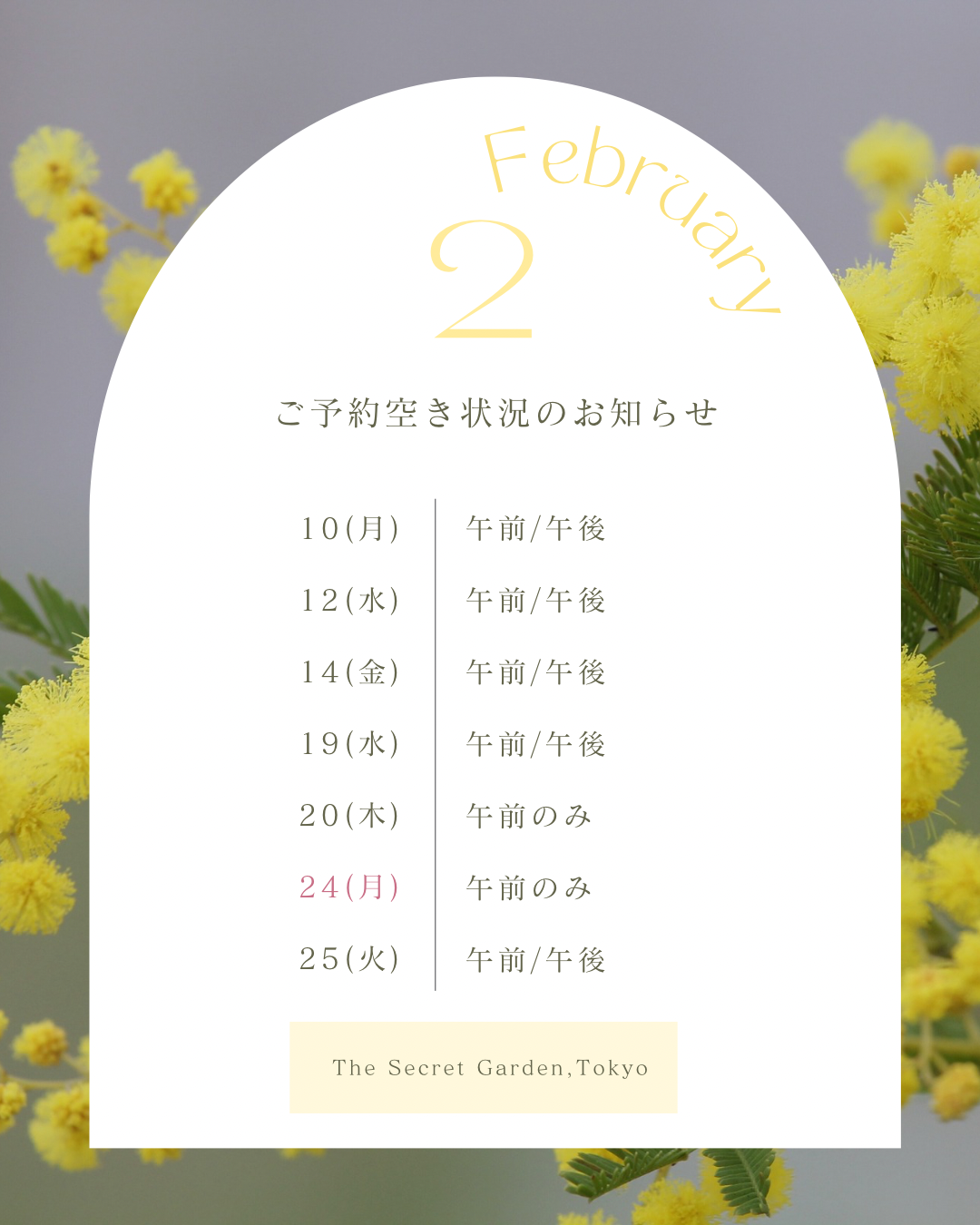 2025年2.3月空き状況
