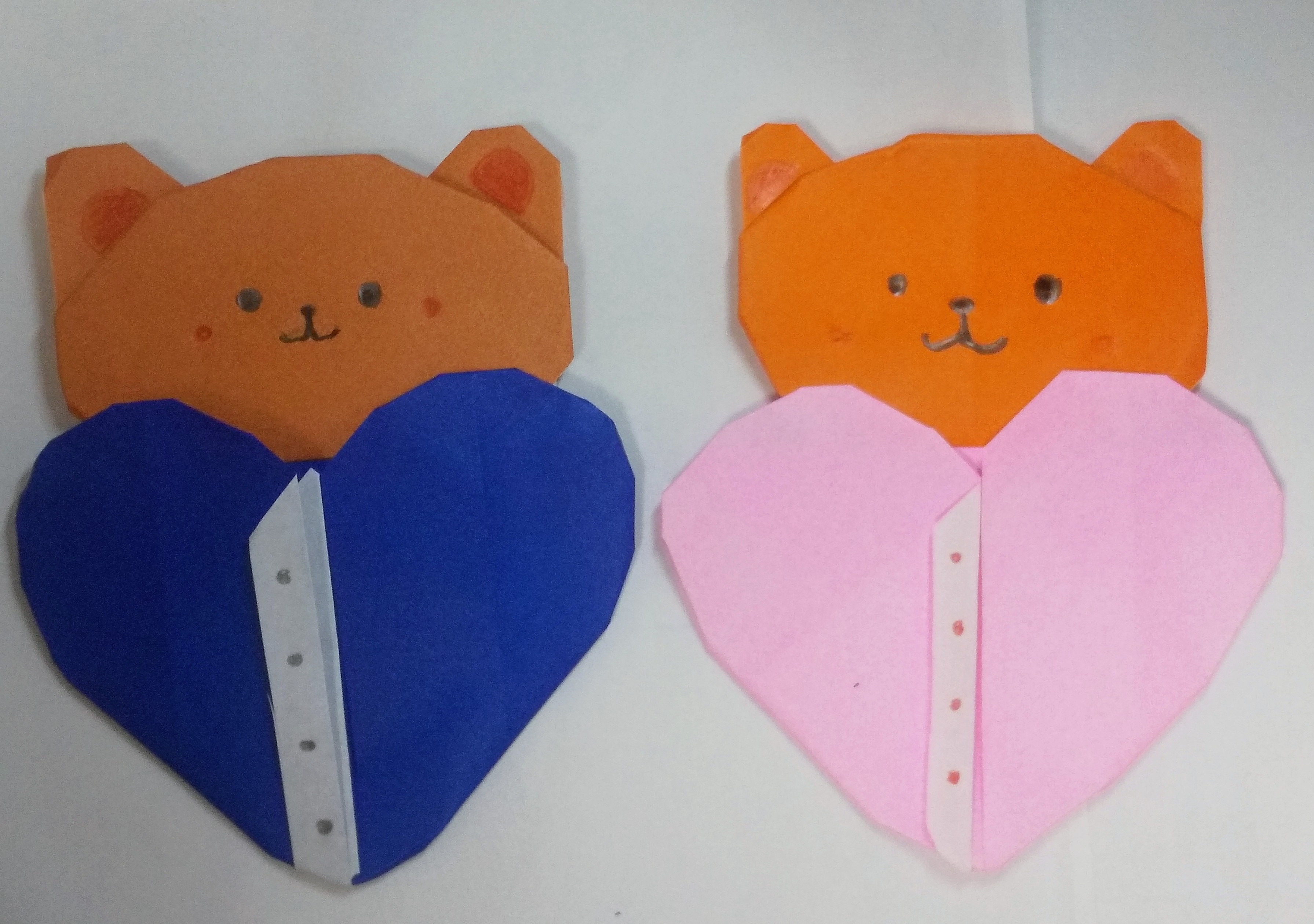 折り紙でバレンタインのクマを折ってみよう☺
