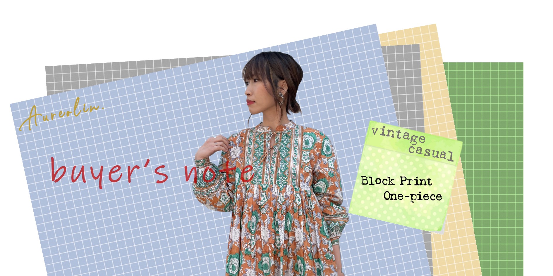 【Buyer's note】ブロックプリントワンピース　#vintage_casual