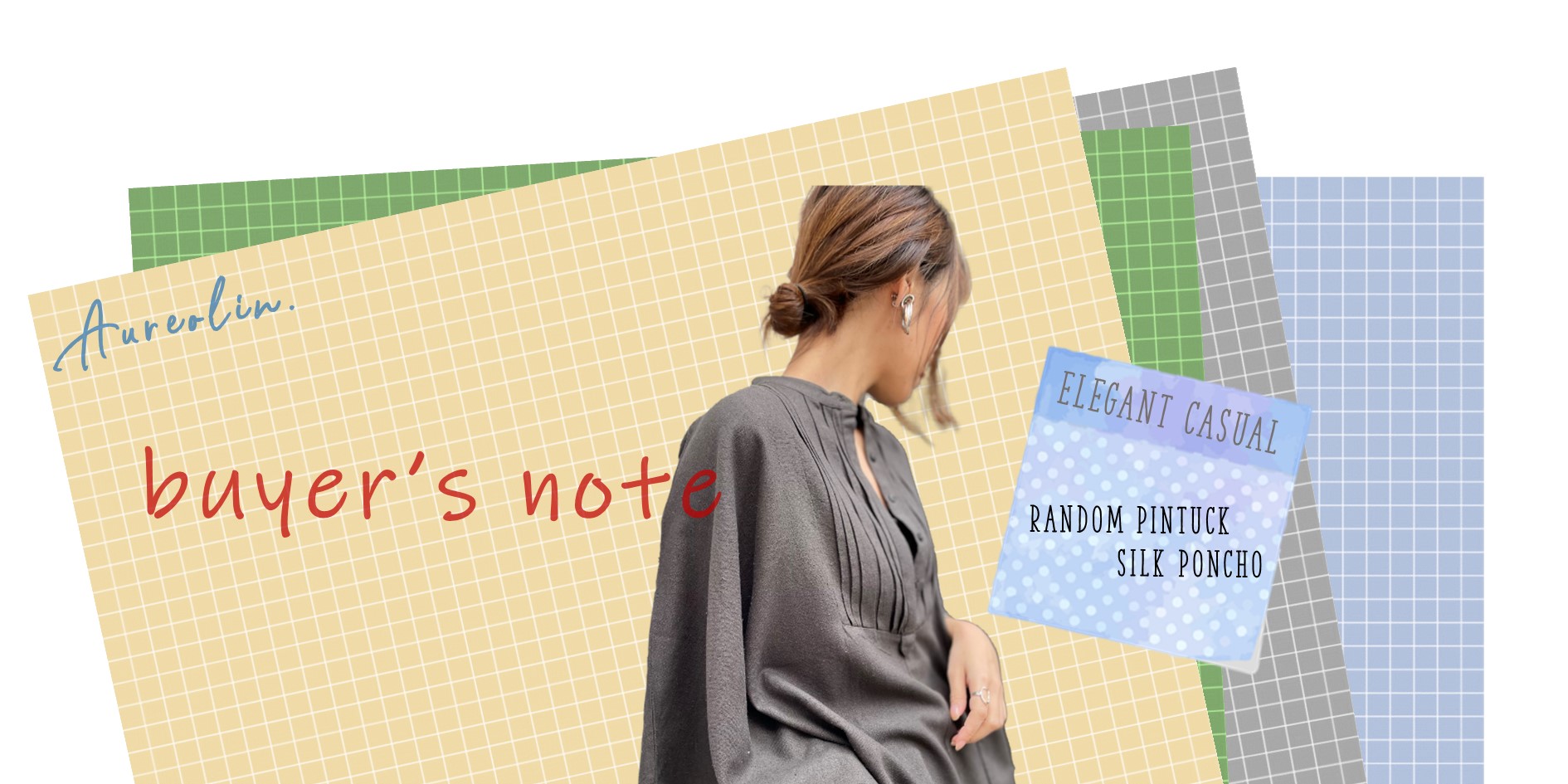 【Buyer's note】ランダムピンタックシルクポンチョブラウス　#elegant_casual
