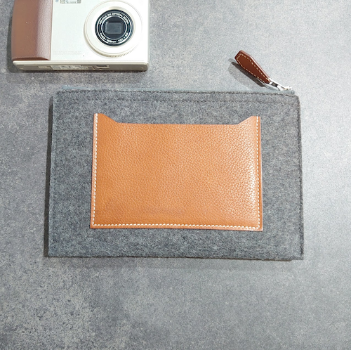 【HERMES】トゥードゥー 20 ポーチ フラットポーチ ミニクラッチバッグ フェルト グレー.