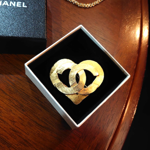 【CHANEL】シャネル ハートブローチ ヴィンテージ ゴールド.