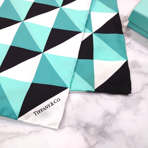 【TIFFANY&Co.】 ティファニー ダイヤモンドポイント シルク ミニスカーフ.