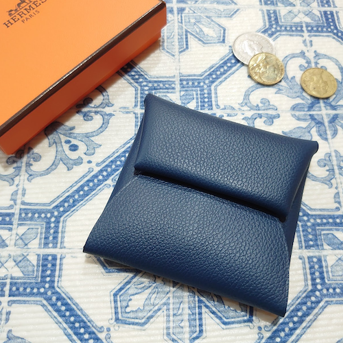 【HERMES】 エルメス コインケース バスティア 2023年製 ブルー.