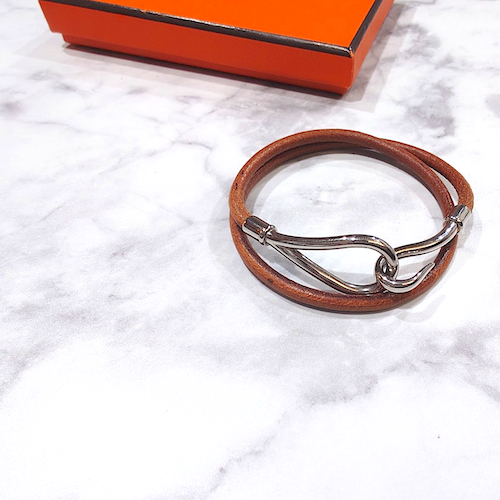 HERMES エルメス  ジャンボチョーカー ブラウン シルバー金具.