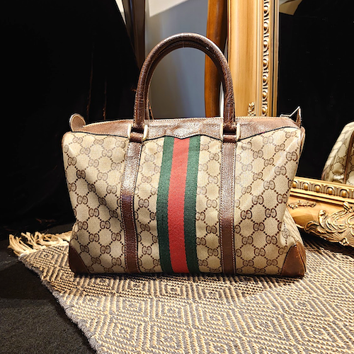 【GUCCI】グッチ オールドグッチ シェリーライン ボストンバッグ.