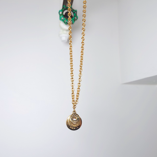 CELINE セリーヌ 3連 ロゴサークル ネックレス ゴールド.