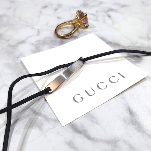 【GUCCI】 グッチ シルバープレート チョーカー ブレスレット .