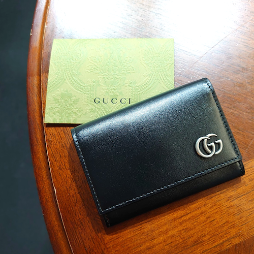 【GUCCI】グッチ GGマーモント カードケース 名刺ケース ブラック レザー.