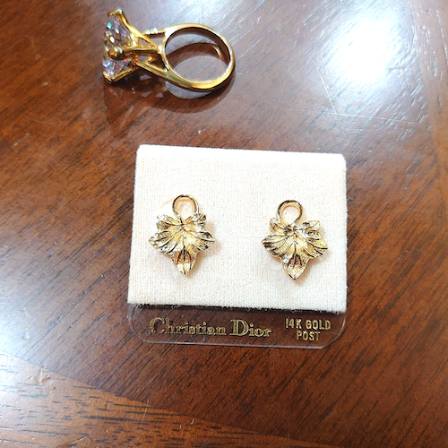 【ChristianDior】クリスチャン ディオール ピアス リーフモチーフ ヴィンテージ.