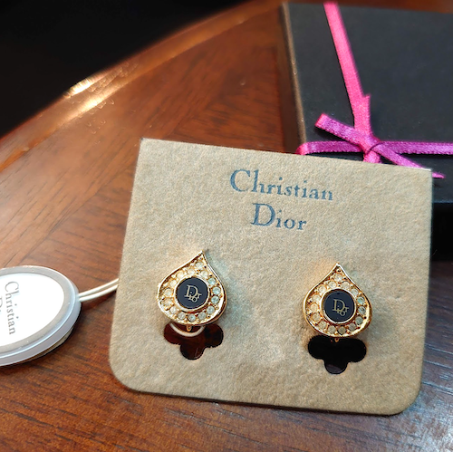 【Christian Dior】 クリスチャン ディオール ドロップ型 イヤリング ヴィンテージ.