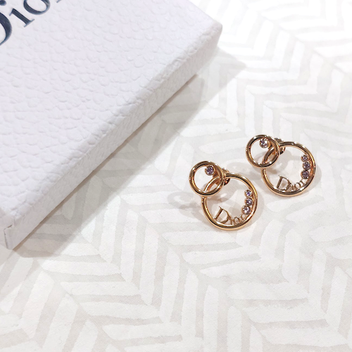Dior ディオール ラインストーン サークル リング Diorゴロ ピアス ゴールド.