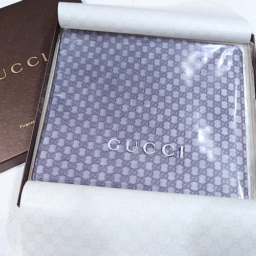 GUCCI マイクロ グッチシマ マウスパッド アクセサリー マット レザー メタリックグレー.