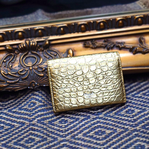 CELINE セリーヌ カードケース カード入れ 名刺入れ 型押し レザー ゴールド.