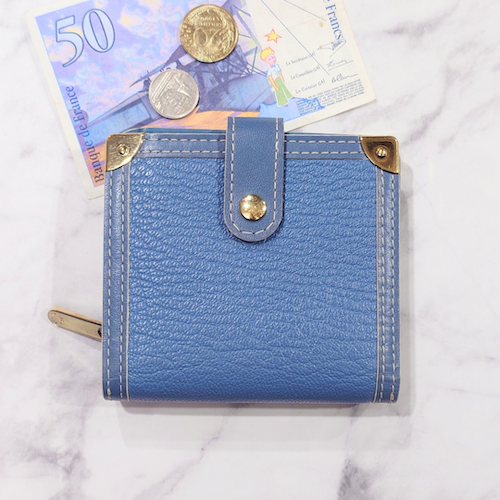 LOUIS VUITTON ルイ ヴィトン LV コンパクトジップ 二つ折り財布 スハリ レザー.