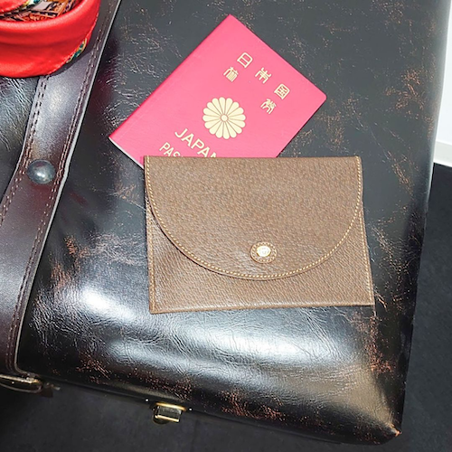 オールドグッチ GUCCI グッチ パスポートケース ミニポーチ ダブルG ピッグスキン ブラウン.
