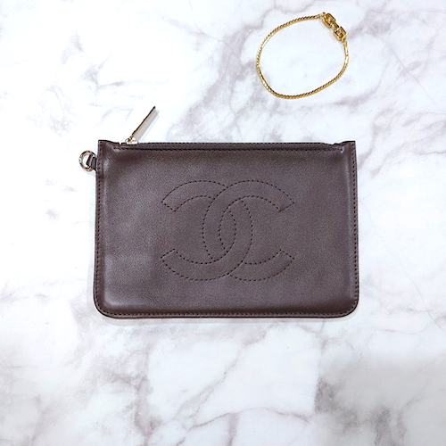 ヴィンテージ CHANEL シャネル ココマーク ココステッチ レザーポーチ.