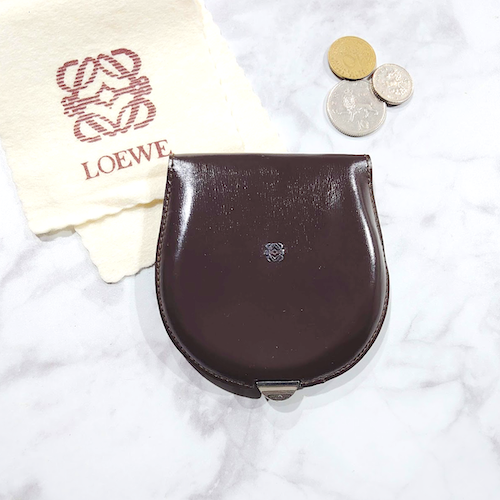 LOEWE ロエベ がま口 コインケース ヴィンテージ ダークブラウン.