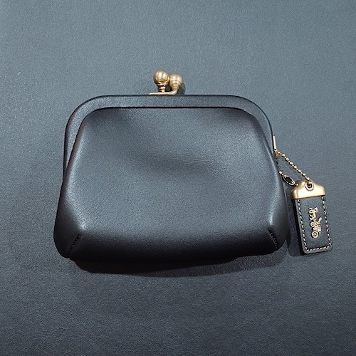 COACH コーチ キスロック コインパース がま口 小銭入れ ミニポーチ ブラック 黒 レザー.