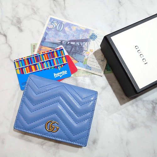 【GUCCI】 グッチ GGマーモント キルティングレザー カードケース ミニ財布.