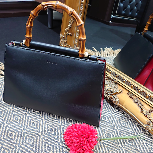 GUCCI グッチ バンブー ハンドバッグ ニムフェア 459076 ブラック×レッド.