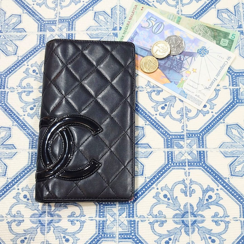 【CHANEL】 シャネル カンボンライン ココマーク ロングウォレット.
