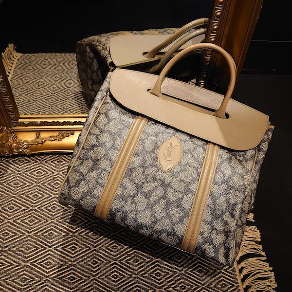 【Yves Saint Laurent 】 YSL イブサンローラン ジラフ柄 ボストンバッグ.